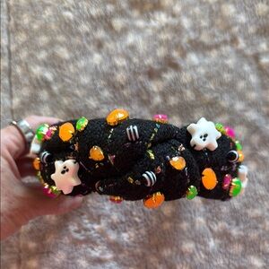 Black Beaded Halloween Headband with Jeweled accents.
